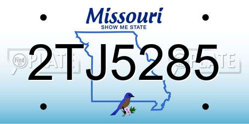 2TJ5285 Missouri License Plate