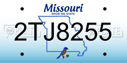 2TJ8255 Missouri License Plate
