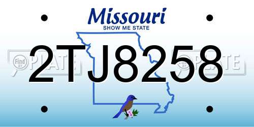 2TJ8258 Missouri License Plate
