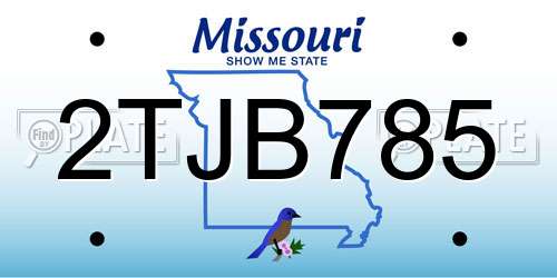 2TJB785 Missouri License Plate