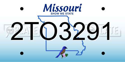 2TO3291 Missouri License Plate