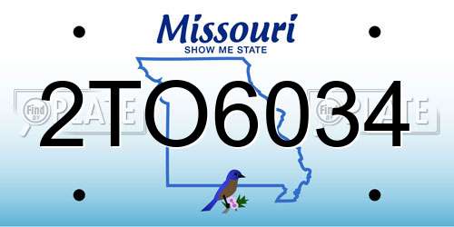 2TO6034 Missouri License Plate