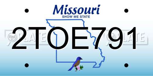 2TOE791 Missouri License Plate