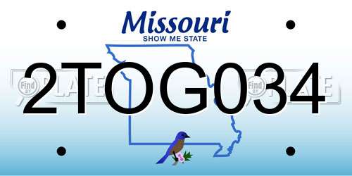 2TOG034 Missouri License Plate