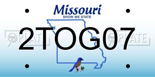 2TOG07 Missouri License Plate