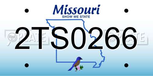 2TS0266 Missouri License Plate
