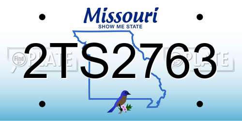 2TS2763 Missouri License Plate