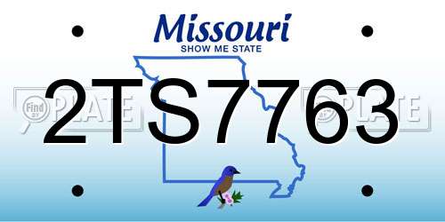 2TS7763 Missouri License Plate