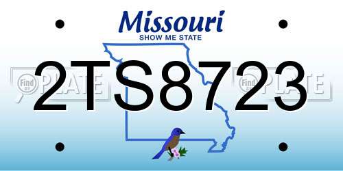 2TS8723 Missouri License Plate