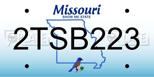 2TSB223 Missouri License Plate