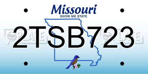 2TSB723 Missouri License Plate