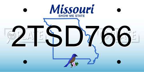 2TSD766 Missouri License Plate