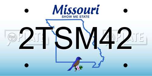 2TSM42 Missouri License Plate