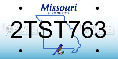 2TST763 Missouri License Plate