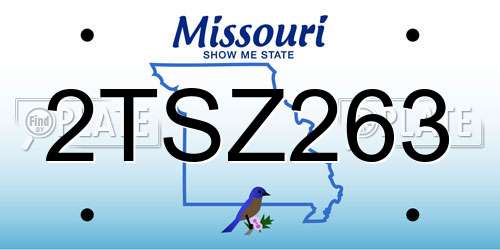 2TSZ263 Missouri License Plate