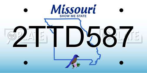 2TTD587 Missouri License Plate