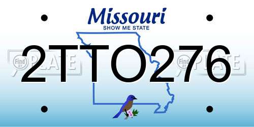 2TTO276 Missouri License Plate