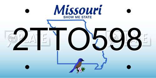 2TTO598 Missouri License Plate
