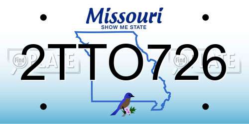 2TTO726 Missouri License Plate