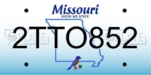 2TTO852 Missouri License Plate