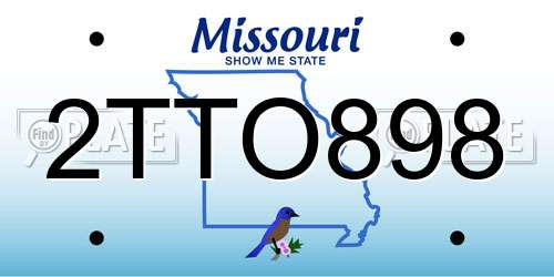 2TTO898 Missouri License Plate