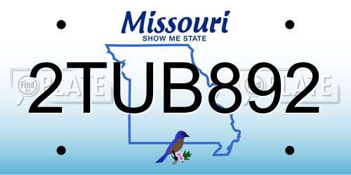 2TUB892 Missouri License Plate