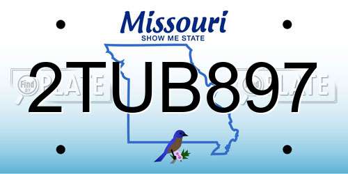 2TUB897 Missouri License Plate