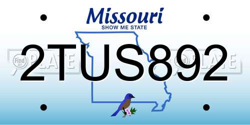 2TUS892 Missouri License Plate