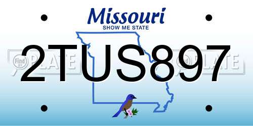 2TUS897 Missouri License Plate