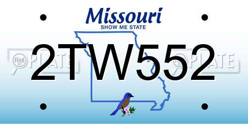 2TW552 Missouri License Plate