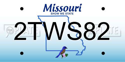 2TWS82 Missouri License Plate
