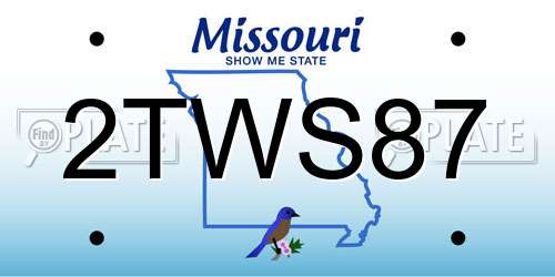 2TWS87 Missouri License Plate