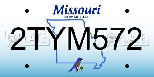 2TYM572 Missouri License Plate