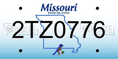 2TZ0776 Missouri License Plate