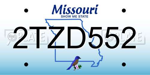 2TZD552 Missouri License Plate
