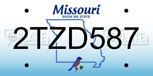 2TZD587 Missouri License Plate