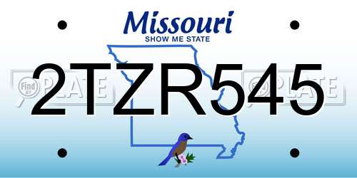 2TZR545 Missouri License Plate