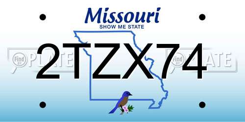 2TZX74 Missouri License Plate