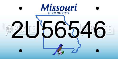 2U56546 Missouri License Plate