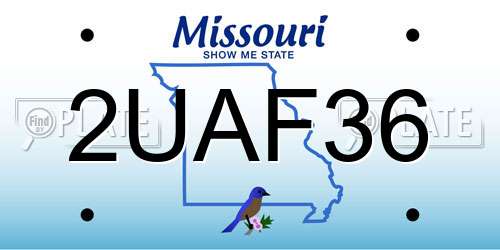 2UAF36 Missouri License Plate