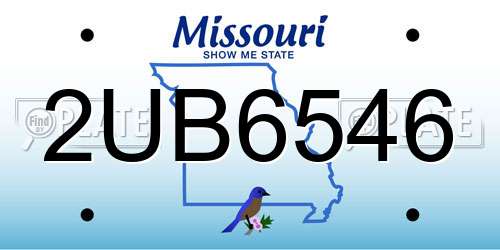 2UB6546 Missouri License Plate