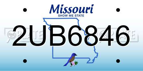 2UB6846 Missouri License Plate