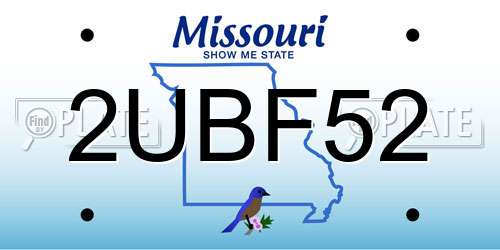 2UBF52 Missouri License Plate