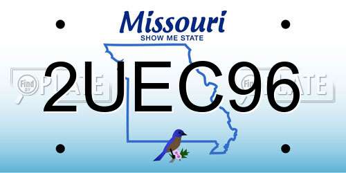 2UEC96 Missouri License Plate