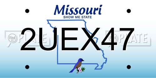 2UEX47 Missouri License Plate