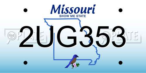 2UG353 Missouri License Plate