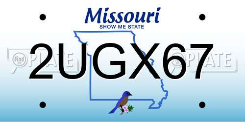 2UGX67 Missouri License Plate