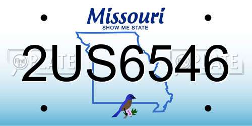 2US6546 Missouri License Plate