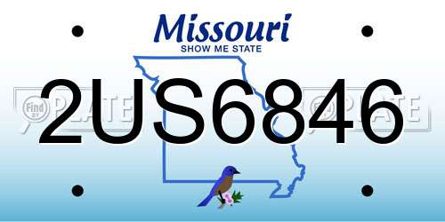 2US6846 Missouri License Plate