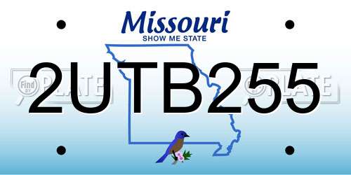 2UTB255 Missouri License Plate